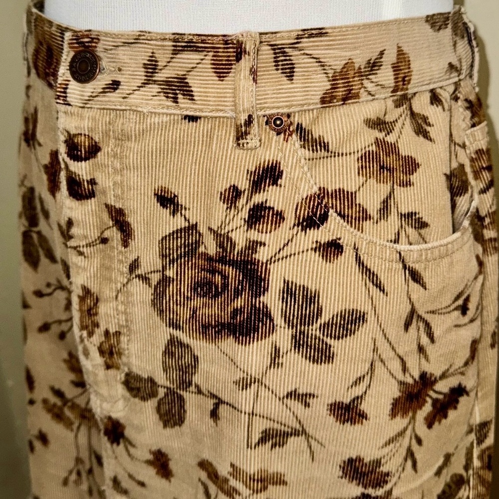 Eddie Bauer Y2K Tan Floral Jeans Style Corduroy Maxi Skirt, Sz 16P - Picture 5 of 14